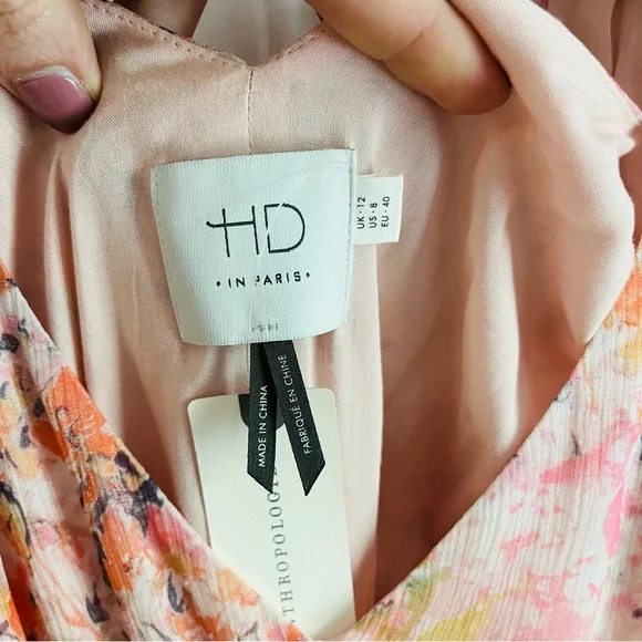 Anthropologie HD in Paris Sidra Asymmetrical Floral Dress, Size 8 - Picture 5 of 7